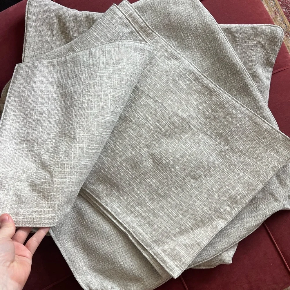 Neutral 18x18 Linen Look Pillow Covers (Set of 2) + Matching Couch Scarf